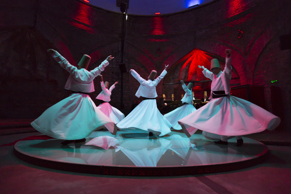 Whirling Dervishes performing the Sema ceremony at the Sirkeci Mevlevi Hall