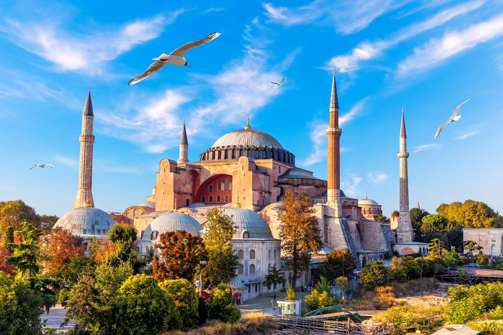 Exterior de Hagia Sophia al atardecer